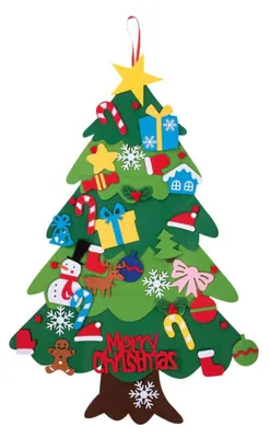 Produktbild von Filz-Weihnachtsbaum zum Aufhängen mit Dekoration 67 x 100 cm - Einheitsgröße