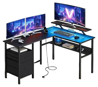 Produktbild von L-förmiger Schreibtisch – Eckschreibtisch – Ergonomisch – Platzsparend – 120 x 150 x 76 cm – Schwarz