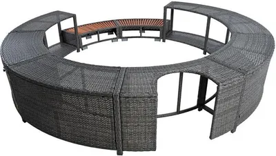 Produktbild von Whirlpool Umrandung Poolumrandung Poolverkleidung Rattan Rahmen Anthrazit-Grau