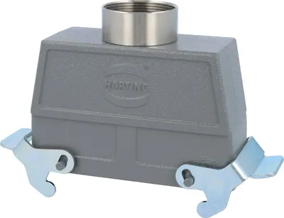 Image de HARTING Han 24B Boîtier à douille haut, 1 sortie de câble droite M40, avec 2 étriers transversaux Raccord vissé M40 Plage de serrage 19,0 mm -