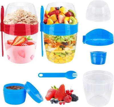 Produktbild von Frühstücksbox 310ml + 560ml, 3-in-1, groß, mit Deckel
