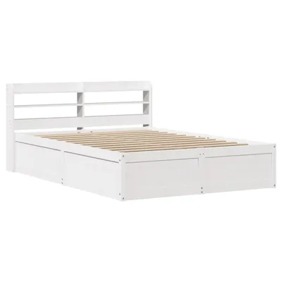 Image de vidaXL Lit en bois massif avec tête de lit blanc 160x200 cm pin