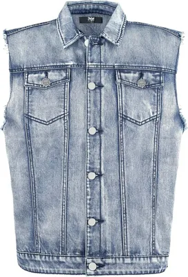 Produktbild von Black Premium by EMP Herren ärmellose blaue Jeansweste mit Hemdkragen L
