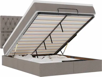 Produktbild von Ottoman-Bett mit Matratze & LEDs Taupe 140x190 cm Stoff
