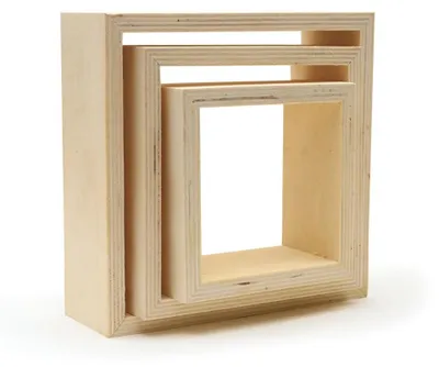 3 quadratische Holzregale 22x22x8 cm Beige Set