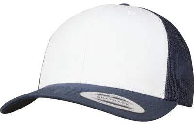 Produktbild von Yupoong - "The Classic Retro" Trucker Cap FK1874 (Einheitsgröße) (Weiß/Marineblau)