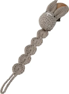 Produktbild von Zayno® Handgemachte Schnullerkette "Hasi" in Grau | gehäkelter Schnullerhalter, Geschenk für Babys, Taufe, Geburt, Hase, Schnullerband