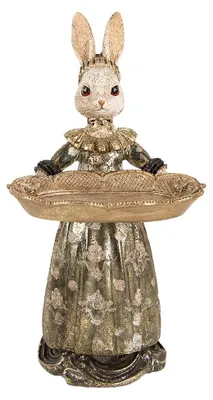 Image de Clayre & Eef Figurine de décoration Lapin 29 cm Beige Plastique