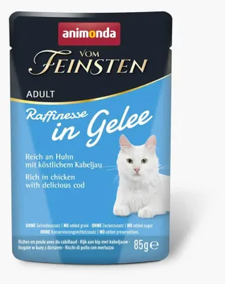 Zdjęcie produktu dla ANIMONDA Vom Feinsten Adult Raffinesse w galaretce bogatej w kurczaka z dorszem - mokra karma dla kotów - 85 g