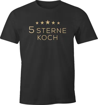 Produktbild von Herren T-Shirt Spruch Aufdruck 5 Sterne Koch Fun-Shirt Spruch lustig Moonworks® anthrazit L