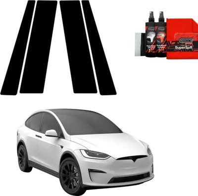 Obrázok produktu pre 4v1 Čierna ochranná fólia Grizz Protector pre stĺpik B – Tesla Model X (2021–2025)