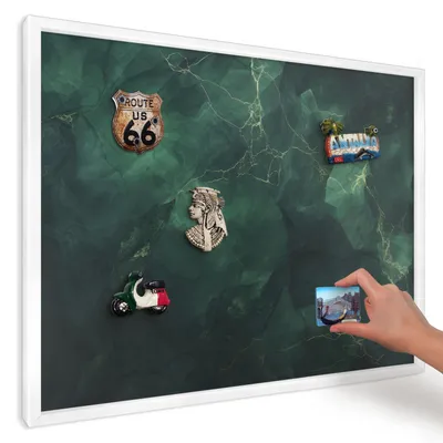 Produktbild von Magnettafel 70x50 cm mit weißem Rahmen - Magnetische Metalltafel, Magnetpinnwand zur Wandmontage für Wohnzimmer, Küche, Flur, Kinderzimmer und Büro - Grüntiefe