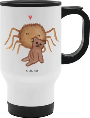 Produktbild von Mr. & Mrs. Panda Thermobecher Spinne Agathe Teddy - Weiß - Geschenk, To Go, Liebesbeweis, edelstahl isolierbecher, Miteinander, Verliebt, Kaffeebecher, Dankeschön, Treue