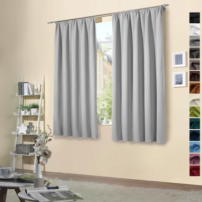 Produktbild von heimtexland ® 2 Stück Thermo Verdunkelungsvorhänge Sonnenschutz Kälteisolierung Verdunkelungsgardinen Kräuselband Vorhang Typ139 Silber HxB 175 x 135 cm