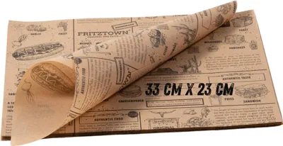 Produktbild von FRITZTOWN® Deli Paper Braun 33x23cm – 3000 Blatt | Unbeschichtetes Einschlagpapier für Burger, Sandwich & BBQ | Fettabweisendes Food Paper | Perfekt für Street Food & Delikatessen