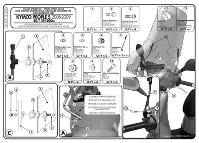 Immagine prodotto di Kit attacchi parabrezza per 137A per KYMCO People S 50-125-200