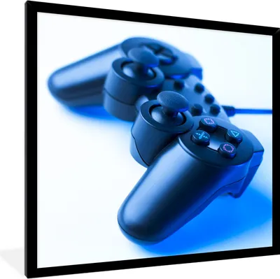 Produktbild von MuchoWow® MuchoWow® Gerahmtes Poster Gaming-Controller - Blau 40x40 cm - Poster mit zchwarzem Bilderrahmen - Mit Rahmen - Wanddekoration Schlafzimmer