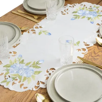 Produktbild von Tischläufer 40 x 90 cm blaue Rosen