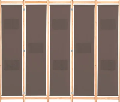 Zdjęcie produktu dla Parawan 5-Panelowy, Brązowy, 200 X 170 X 4 Cm, Tkanina Lumarko!