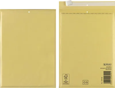 Produktbild von Herlitz Luftpolstertasche C/3, PE-Innenfolie, 4-er Packung, eingeschweißt, 15 x 21 cm, braun