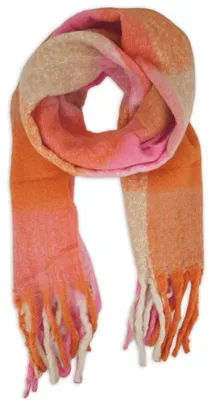 Produktbild von styleBREAKER Damen Webschal mit Karo Muster | Langer Schal mit dicken, langen Fransen | weicher Winter Strickschal warmes Material Stola