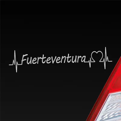 Produktbild von Auto Aufkleber Fuerteventura Puls Herzschlag mit Insel Motiv 19x4 cm Silber Sticker Heckscheibenaufkleber