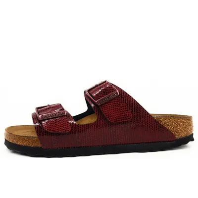 Produktbild von Birkenstock Arizona Birko Flor Damenschuhe Hausschuhe Pantolette Rot Freizeit, Schuhgröße:41 EU