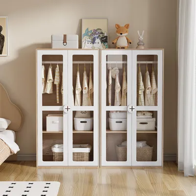 Zdjęcie produktu dla Szafa narożna Flieks Szafy z drzwiami akrylowymi 2er, szafa dwudrzwiowa z drążkiem na ubrania i regulowanymi półkami, 160x50x150