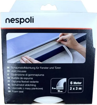 Produktbild von Nespoli Fenster- und Türdichtung 15 x 6 mm je 3 m, 15 x 6 mm, weiß, 2 Stück