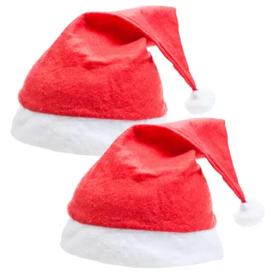 Immagine prodotto di cappello natalizio 2 pezzi rosso - taglia unisex - cappello da Babbo Natale rosso - per Natale e feste natalizie e mercatini di Natale - adulti e bambini