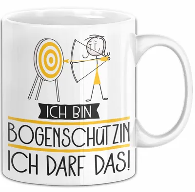 Produktbild von Geschenk für Bogenschützin Tasse Lustige Geschenkidee Geburtstag Ich Bin Bogenschützin Ich Darf Das (Weiß)