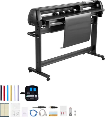 Produktbild von SucceBuy Vinylschneidemaschine mit 135 cm maximaler Zufuhrbreite, Doppelklingen und LED-Anzeige, anpassbares Schneideplotter-Set mit Aufkleberbögen, Transferfolien und Schneidesoftware