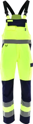 Zdjęcie produktu dla SARA Workwear "DROGOWIEC" spodnie na szelkach i szelkach o wysokiej widoczności 240 g/m² wykonane z bawełny Żółty XL