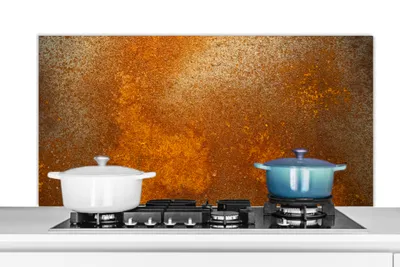 Obrázok produktu pre MuchoWow® Splashback Kuchyňa - Kuchynský backsplash - Ochrana steny pre sporák a drez Kov - hrdza - oranžová - vintage - priemyselné 120x60cm