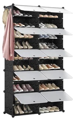 Produktbild von Schuhaufbewahrung - Schuhschrank 2x10 Ebenen - Für 40 Paar Schuhe - Mit Türen - Kunststoff - Für Flur Wohnzimmer Schlafzimmer - Schwarz