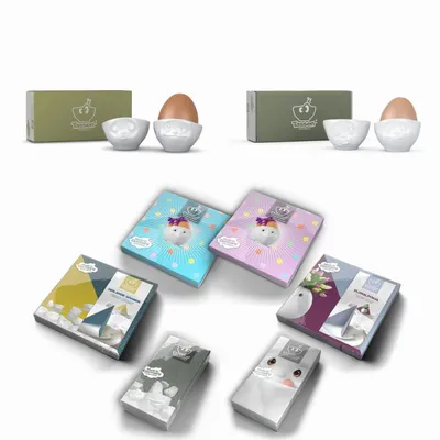 Produktbild von Fiftyeight Eierbecher-Set 4-tlg. + Servietten DKGI-14322 weiß