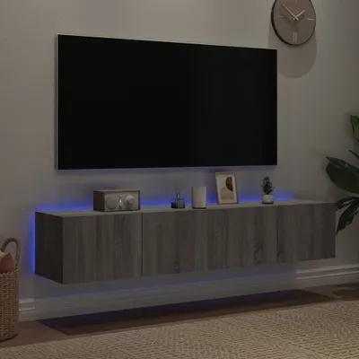 Produktbild von "Winterschlussverkauf "TV-Board - Fernsehtisch - TV-Wandschränke mit LED-Leuchten 2 Stk. Grau Sonoma 80x35x31 cm - DEMöbel9902272