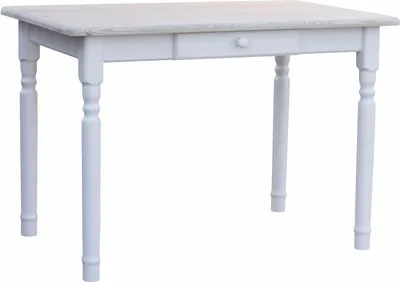 Immagine prodotto di Tavolo bianco II con cassetto in legno di pino massiccio con piano non laccato 110 x 80 cm