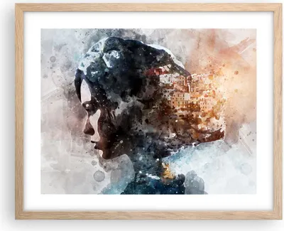 Produktbild von Gerahmtes Poster - Rahmen in heller Eiche - Frau Abstraktion - 50x40 cm - Wand Bild - Wanddeko - Wandbilder - Kunstposter - Wandposter - Bilderrahmen - Bilder - Kunstdruck - Wandbild - P2NAA50x40-3956