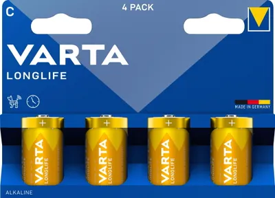 Produktbild von Varta Longlife C, Einwegbatterie, C, Alkali, 1,5 V, 2 Stück(e), 50 mm