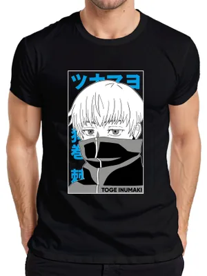 Zdjęcie produktu dla Koszulka męska Toge Inumaki Jujutsu Kaisen Anime Mask Manga Gloomy Gift, Czarny, XL