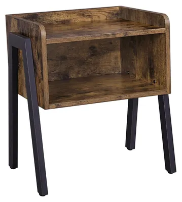 Immagine prodotto di Comodino tavolino stile loft rustico in legno e ferro nero LET54X