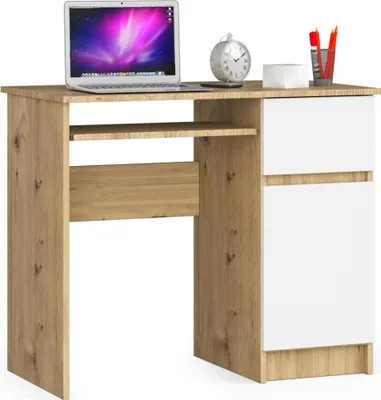 Immagine prodotto di Scrivania PIKSEL ARTISAN Bianca Destra 90 cm con Ripiano Estraibile per Tastiera e Smart Storage