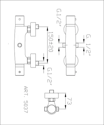 Produktbild von Demm Brausemischer mit Thermostat Moletherm mit Umsteller chrom 5037A, 13465.006.C