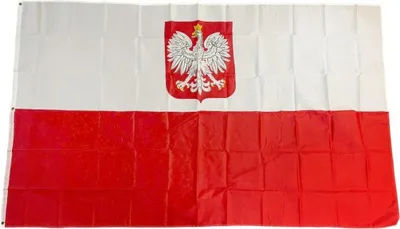 Produktbild von Flagge Polen mit Wappen 150 x 250 cm Fahne mit 3 Ösen 100g/m² Stoffgewicht