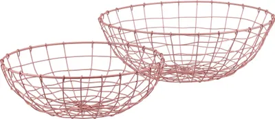 Produktbild von Metalldraht-Schalen 2er-Set Ø 40 & 33 cm – Obstkorb & Dekokorb. Rosa