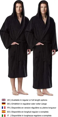 Bademantel für Herren mit Kapuze - Wade- oder Knöchellänge, 100% Baumwolle