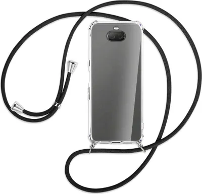 Produktbild von Handykette Backcover-Schutzhülle mit Band (Metall silberfarben) für Sony Xperia 10 Plus - schwarz