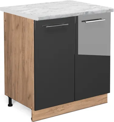 Produktbild von Spülenunterschrank Vicco Fame-Line Anthrazit Hochglanz 80 cm , AP Marmor, Model 46542