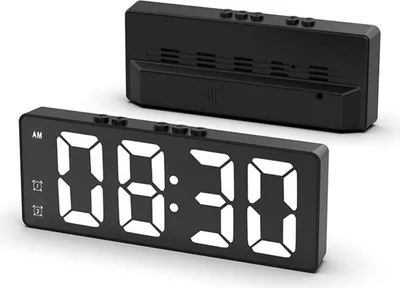 Produktbild von Digitaler LED-Wecker Mit Spiegeloberfläche 1 Stück, Schwarz, HD-Display Mit Temperaturanzeige Und Sprachsteuerung Für Schlafzimmer